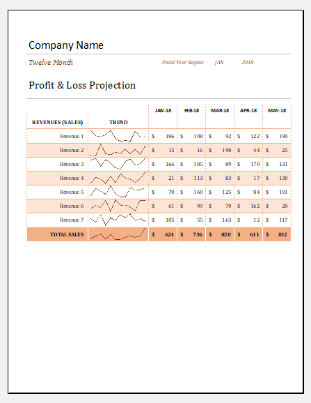 Profit and loss statement template