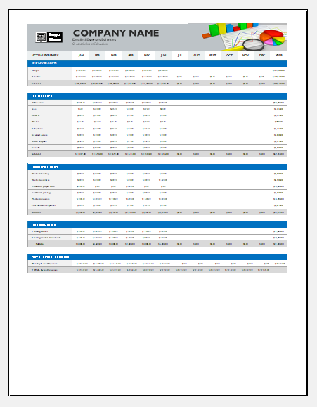 Business expense budget sheet template