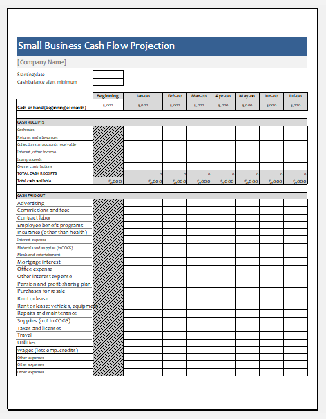 Cash flow forecast template