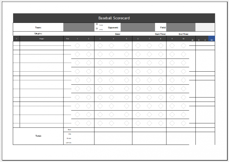  Baseball Scorecard With Pitch Count Template For Excel Microsoft 