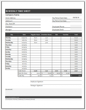 Biweekly timesheet template for Excel