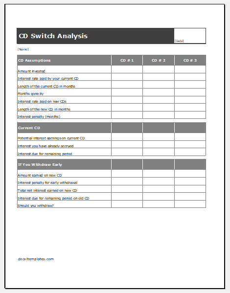 CD switch analysis template